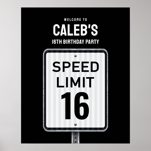 Poster Welcome sign 16th Birthday Speed Limit  (Frente)