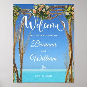 Poster Welcome Sign   Floral Summer Beach Wedding Gate