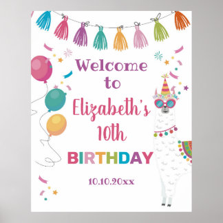 Poster Welcome Sign Llama birthday party
