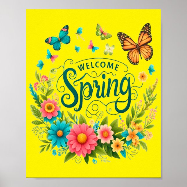 Poster Welcome spring floral  (Frente)