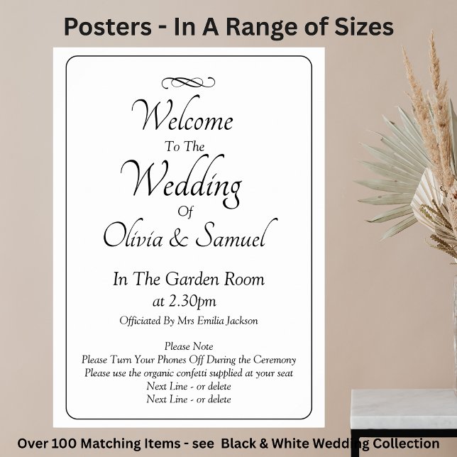 Poster Welcome to  Wedding Black White Infinity Scroll, (Criador carregado)