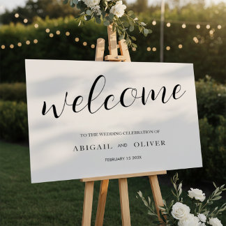 Poster welcome | White Black Calligraphy Simple