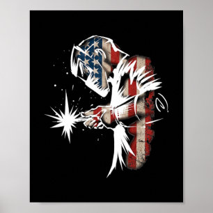 Poster Welder American Flag USA Patriotic Welder Gift