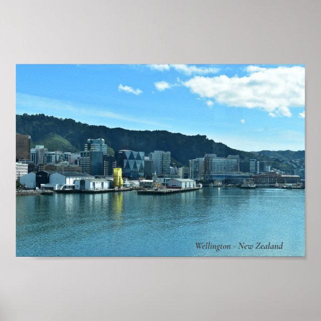 Poster Wellington - Linha Skyline da cidade da Nova Zelân (Frente)