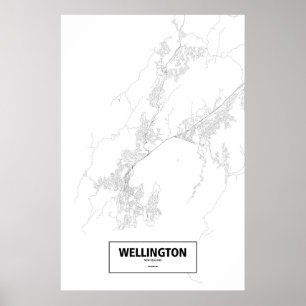 Póster Wellington, Nova Zelândia (preto no branco)
