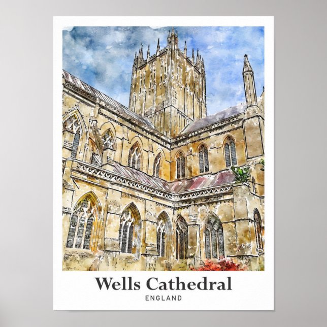 Poster Wells Cathedral Somerset England Viagem (Frente)