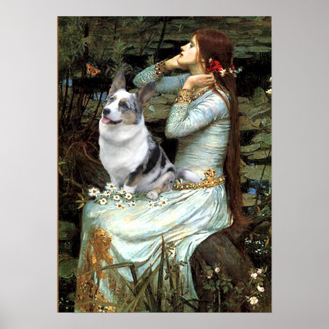 Poster Welsh Corgi (fundição azul) - Ophelia Seated (Frente)