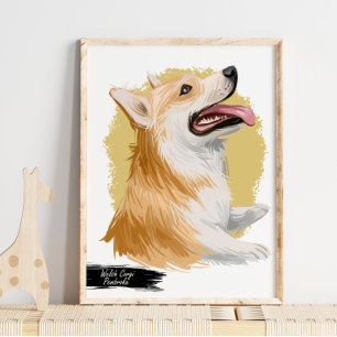 Poster Welsh Corgi Pembroke Dog Portrait Retrato Pet