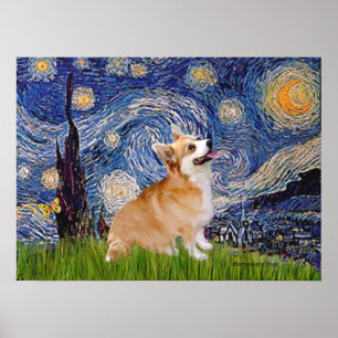 Póster Welsh Corgi Pembroke - Noite Estrelada