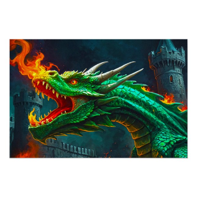 Póster Welsh Dragon Oferece Aquecimento para o Castelo In (Frente)