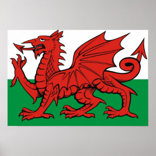 Póster Welsh flag, "Cymru am byth",   The red dragon