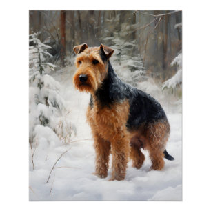 Póster Welsh Terrier Deixe-o nevar no Natal