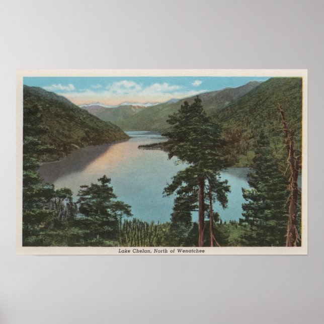 Póster Wenatchee, WAView do lago Chelan (Frente)