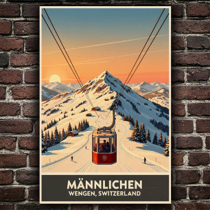 Poster Wengen, Suiça: Viagens vintage dos anos 60