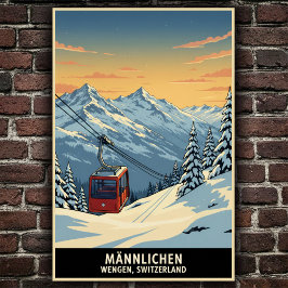 Poster Wengen, Suiça: Viagens vintage dos anos 60