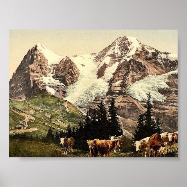 Poster Wengern, Monch e Eiger, Bernese Oberland, Switchin (Frente)