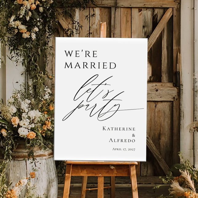 Poster We're Married Let's Party Elopement welcome (Criador carregado)