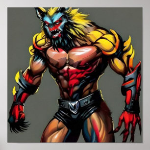 Poster Werewolf Cyborg Digital Art   Transferível, Impres