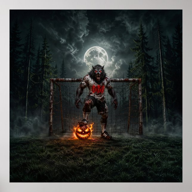 Poster Werewolf Soccer Player Halloween Horror Art (Frente)