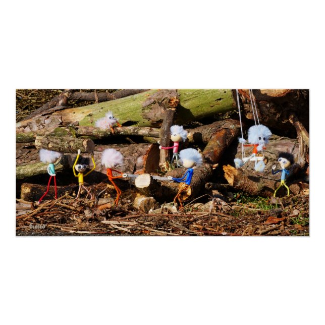 Póster Werkende Fubby's in hun houtzagerij. (Frente)