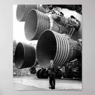 Poster Wernher von Braun Com Motores F-1
