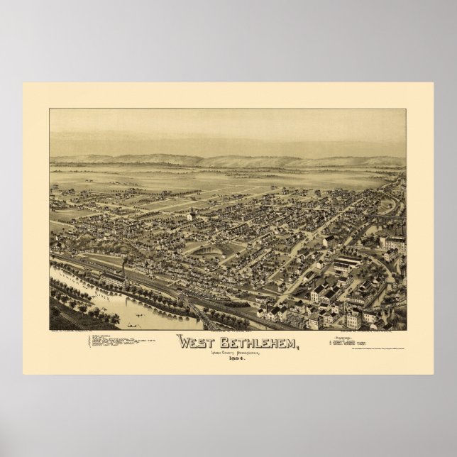 Poster West Bethlehem, PA Panorâmica Map - 1894 (Frente)