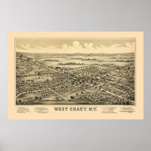 Poster West Chazy, NY Panorâmica Map - 1899