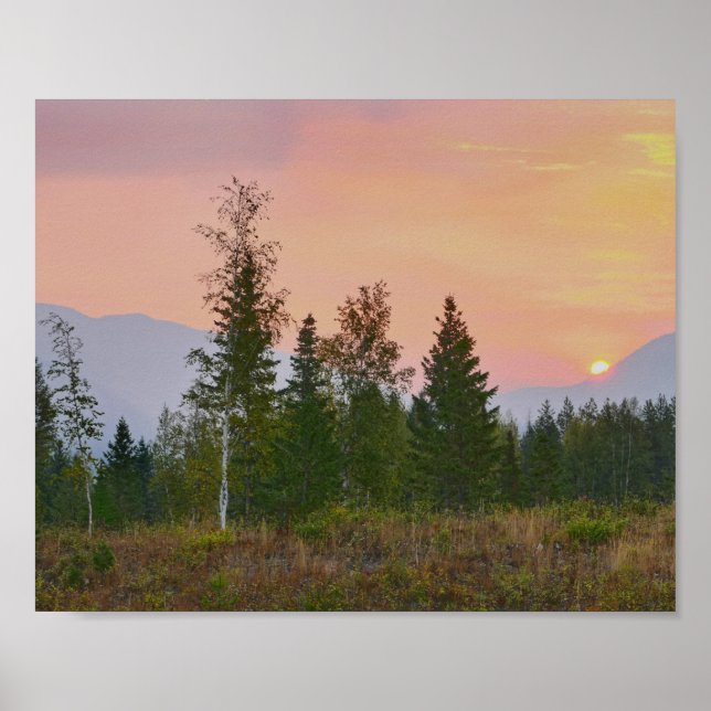 Poster West Glacier, Montana, Sunrise (Frente)