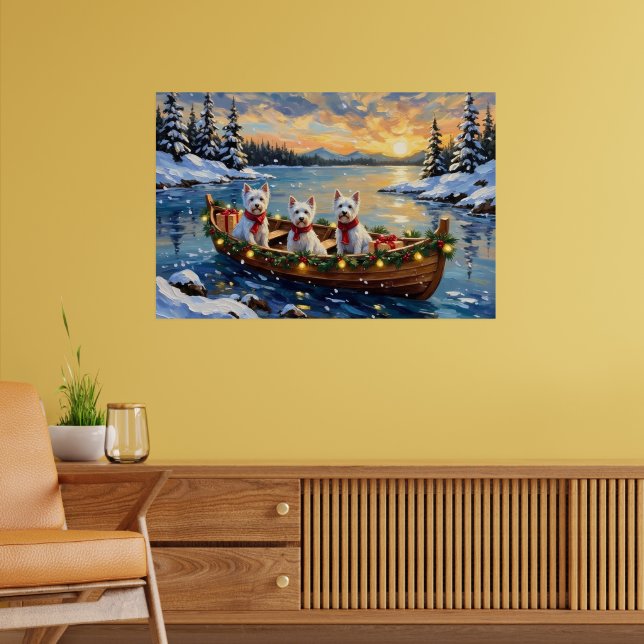 Poster West Highland White Terrier Christmas Boat Holiday (Sala de Estar 2)