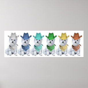Poster West Highland White Terrier Cowboys