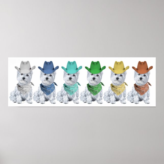Poster West Highland White Terrier Cowboys (Frente)
