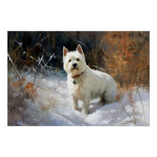 Póster West Highland White Terrier Deixe Nevar Natal