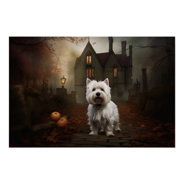 Póster West Highland White Terrier Halloween Scareen (Frente)