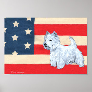 Póster West Highland White Terrier Patriótico