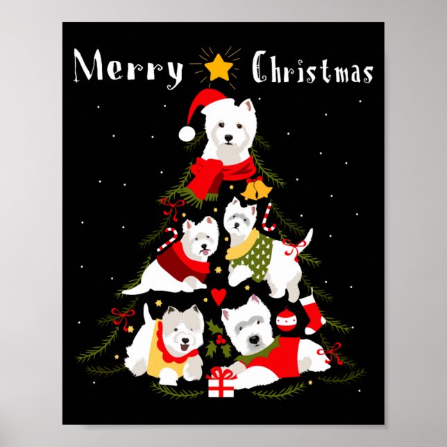 Poster West Highland White Terrier Westie Christmas Tree  (Frente)