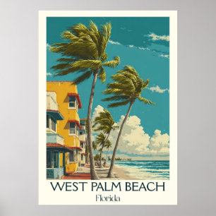 Poster West Palm Beach Flórida Vintage City Street Art