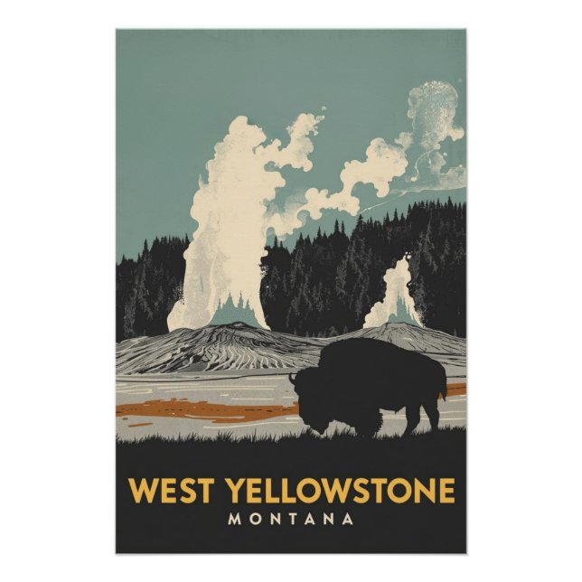 Póster West Yellowstone Montana Bison (Frente)