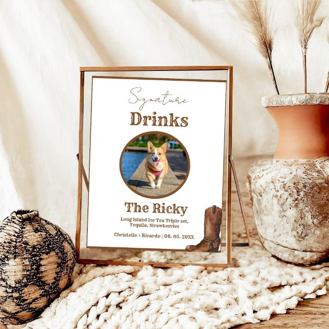 Poster Western Cowboy Assinante de Cães bebe bar de casam (Criador carregado)