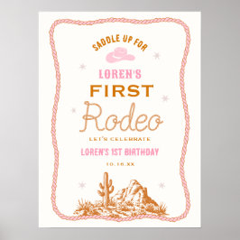 Poster Western First Rodeo Cowgirl 1st Birthday Welcome