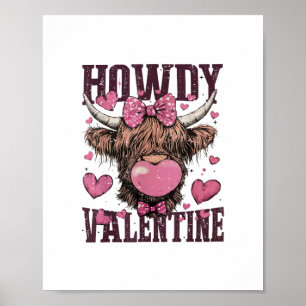 Poster Western Howdy Namorados Engraçado Highland Cow Val