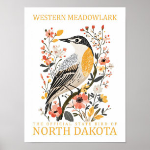Poster Western Meadowlark Bird, na Dakota do Norte, EUA