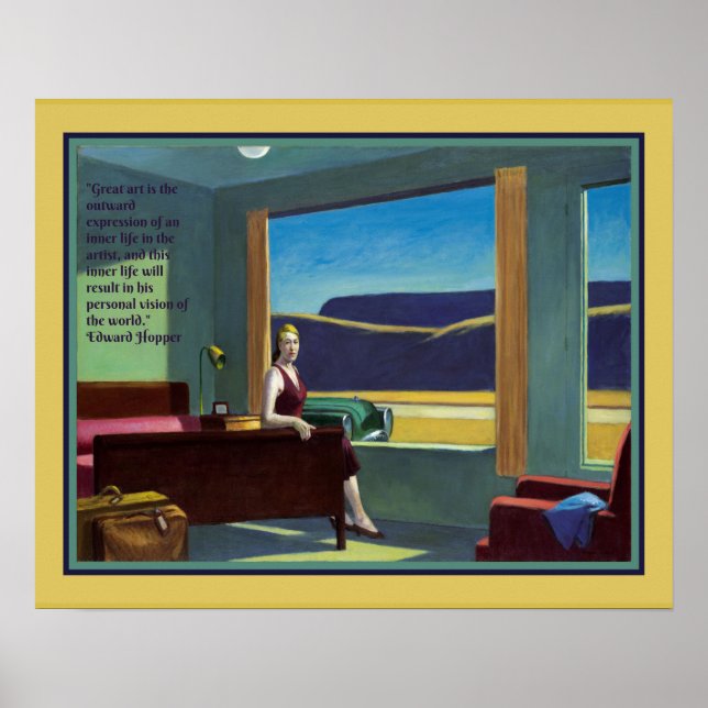 Poster "Western Motel" com citação de Edward Hopper (Frente)