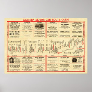 Póster Western Motor Car Route GuidePanoramic Map