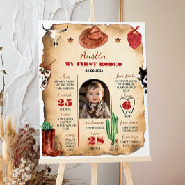 Poster Western Rodeo Cowboy Primeiro Aniversário - Sinal
