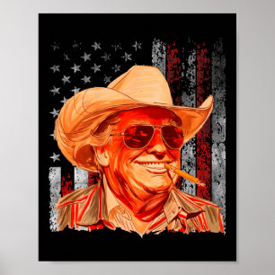 Poster Western Trump Cowboy American Vintage Trump Usa Fl