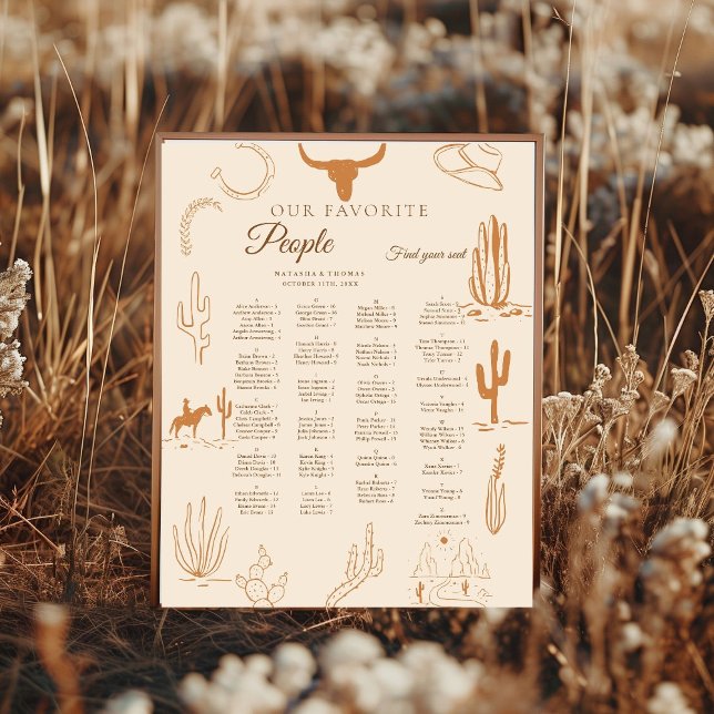 Poster Western Wedding Alphabetical Seating  (Criador carregado)