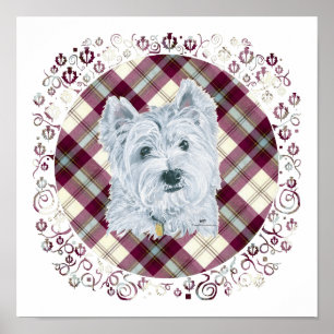 Póster Westie em Tartan