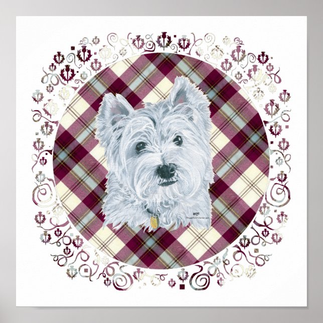 Póster Westie em Tartan (Frente)