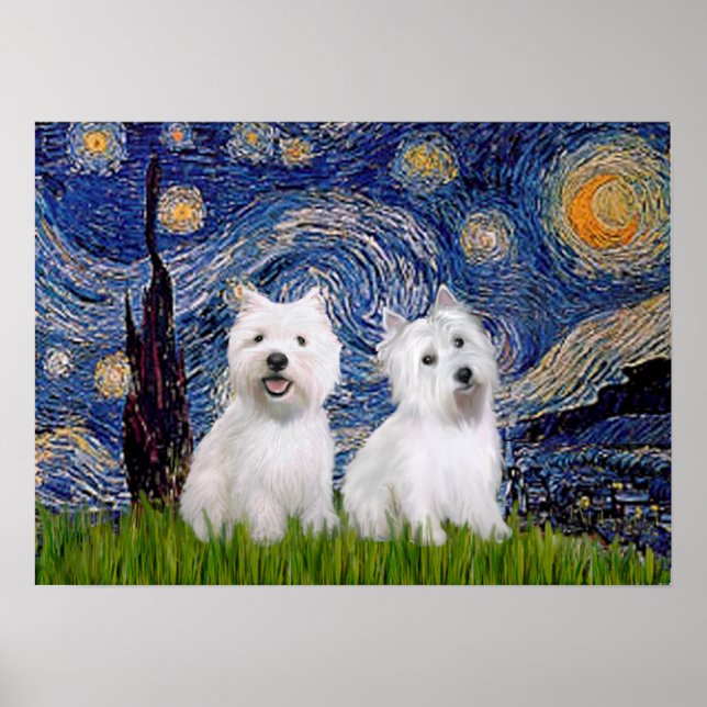 Poster Westies (dois) - Noite Estrelada (Frente)