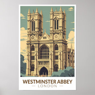Poster Westminster Abbey England Viagem Art Vintage